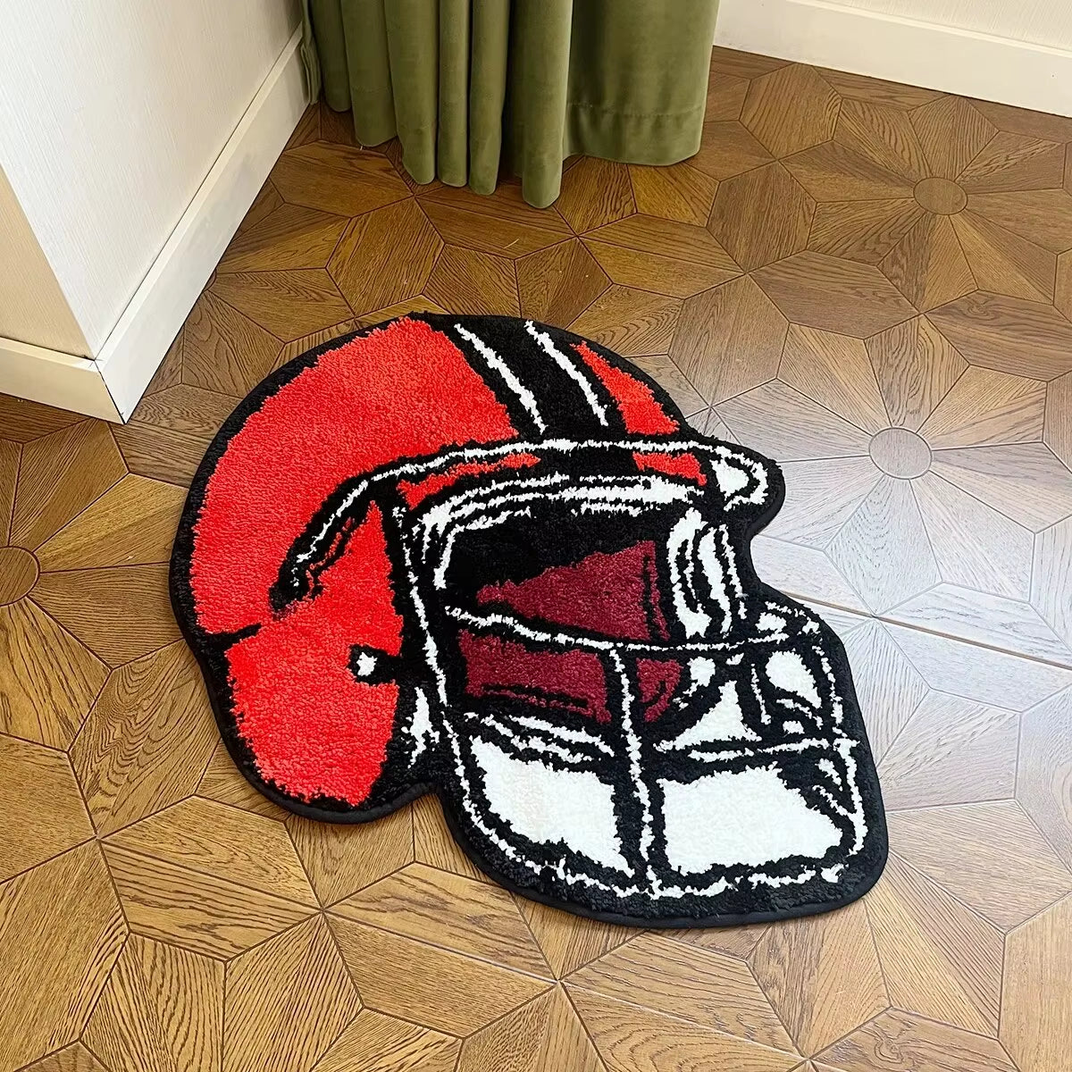 Handsome Football Helmet Tufted Rugs Bedroom Rug Soft Fluffy Bedside Carpet Floor Pad Mat Doormat Home Room Decor