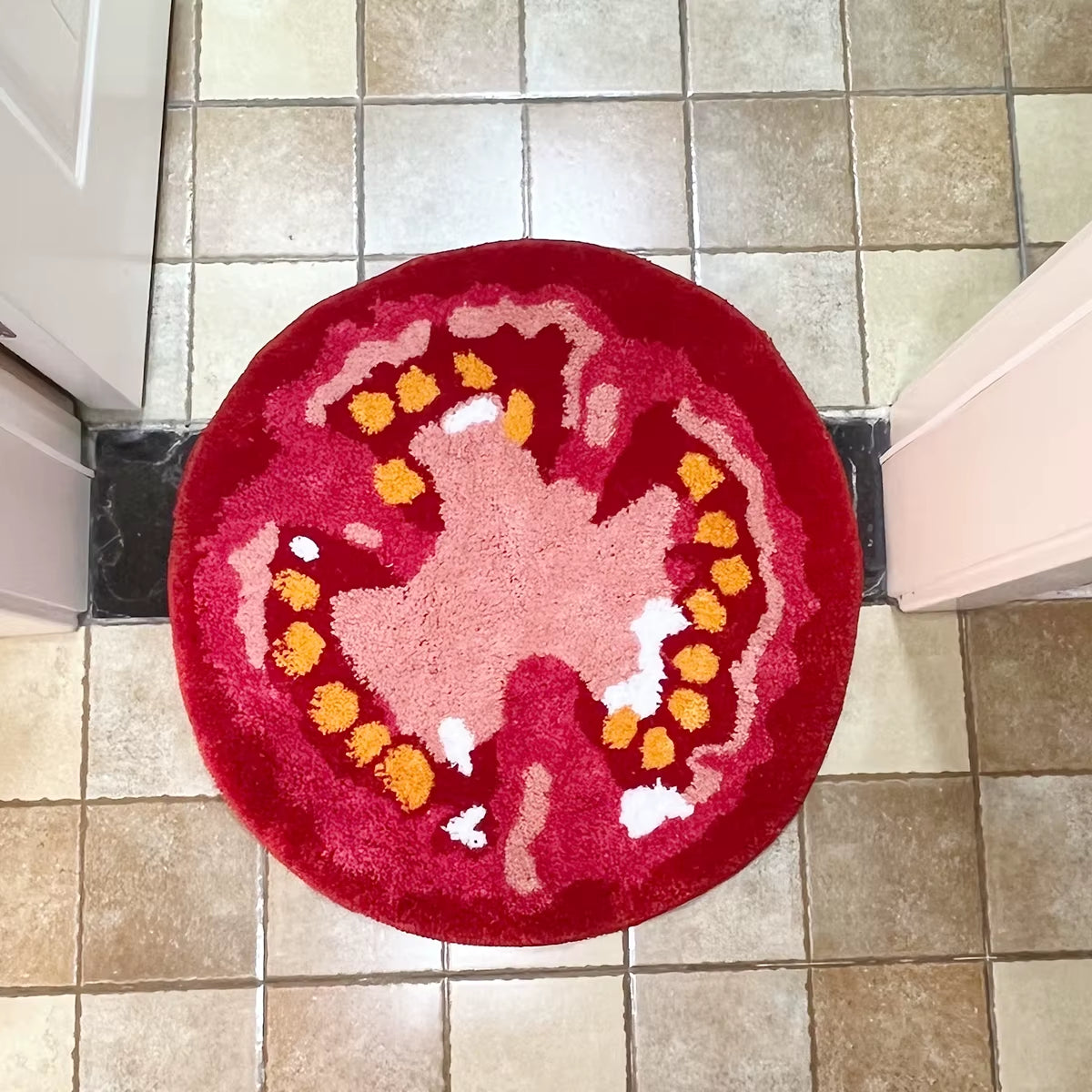 Tomato Fruit Tufted Rug Cartoon Funny Pattern Rug Living Room Indoor Entrance Floor Mat Bedroom Bedside Area Decor Rugs Soft