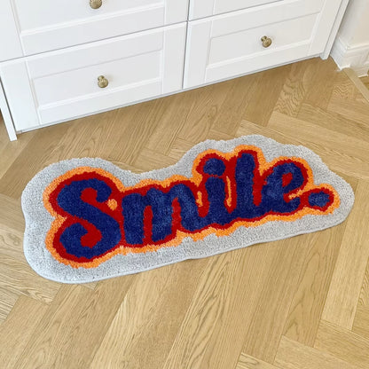 Letter Element Smile Flocking Rug Soft Plushy Clouds Mat Carpet Bathroom Floor Pad Bedroom Doormat Aesthetic Home Room Winter
