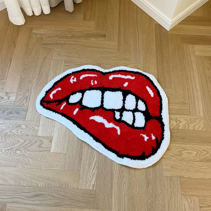 Red Lips Tufted Rug Soft Good Carpet Bathroom Floor Pad Kids Room Bedroom anti Slip Doormat Aesthetic Home Winter Warm Decor