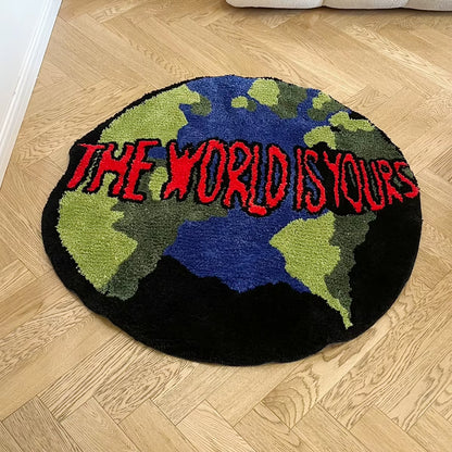 Earth round Mat Bathroom Mat Anti-Slip Soft Cushion Pad Bedside Carpet Rug Floor Bedroom Doormat Aesthetic Home Room Decor