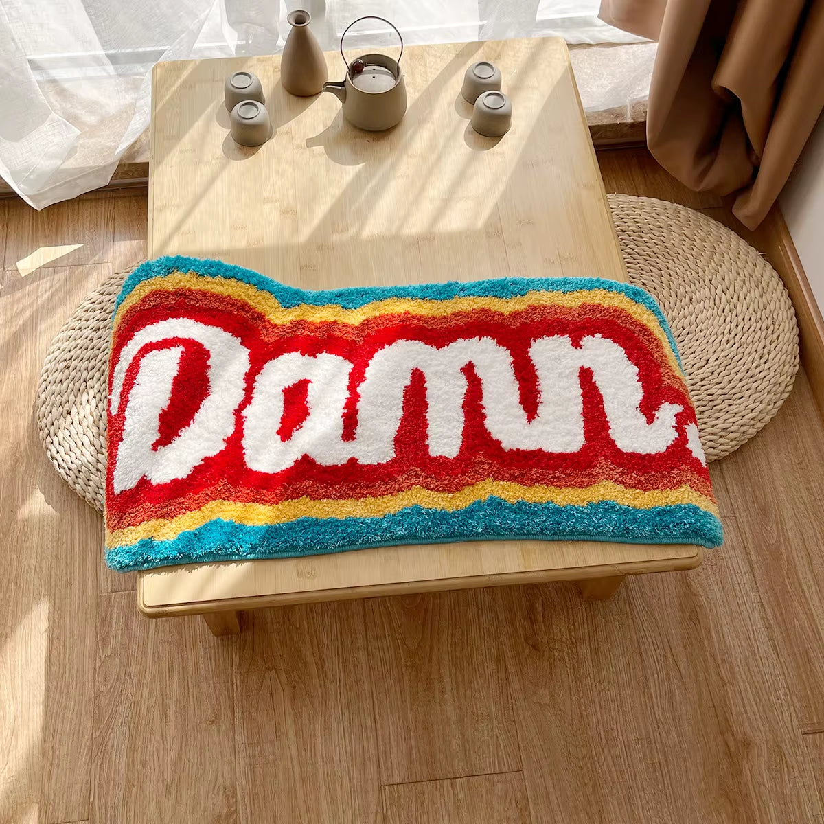 Letter Element Rug 100 Handmade Rainbow Fluffy Tufted Rug Nordic Entrance Rug Area Rugs Funny Bathroom Bedroom Floor Mats