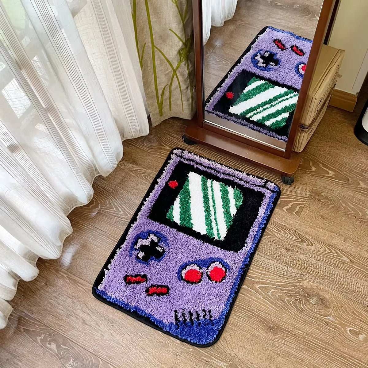 Hand-Held Game Device Tufted Rug Gameroom Funny Childhood Memories Flocking Carpet Floor anti Slip Doormat Aesthetic