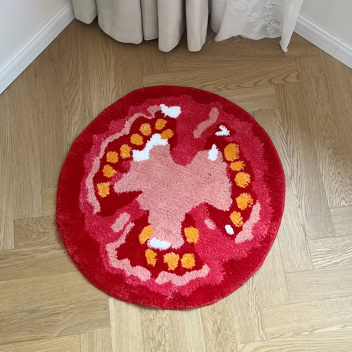 Tomato Fruit Tufted Rug Cartoon Funny Pattern Rug Living Room Indoor Entrance Floor Mat Bedroom Bedside Area Decor Rugs Soft