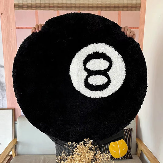 8 Ball Rug Black round Rug Carpet Non-Slip Flocking Floor Area Rug Bath Mat for Living Room Bathroom Decor Room Home Decor