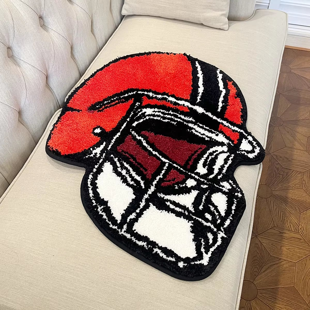 Handsome Football Helmet Tufted Rugs Bedroom Rug Soft Fluffy Bedside Carpet Floor Pad Mat Doormat Home Room Decor