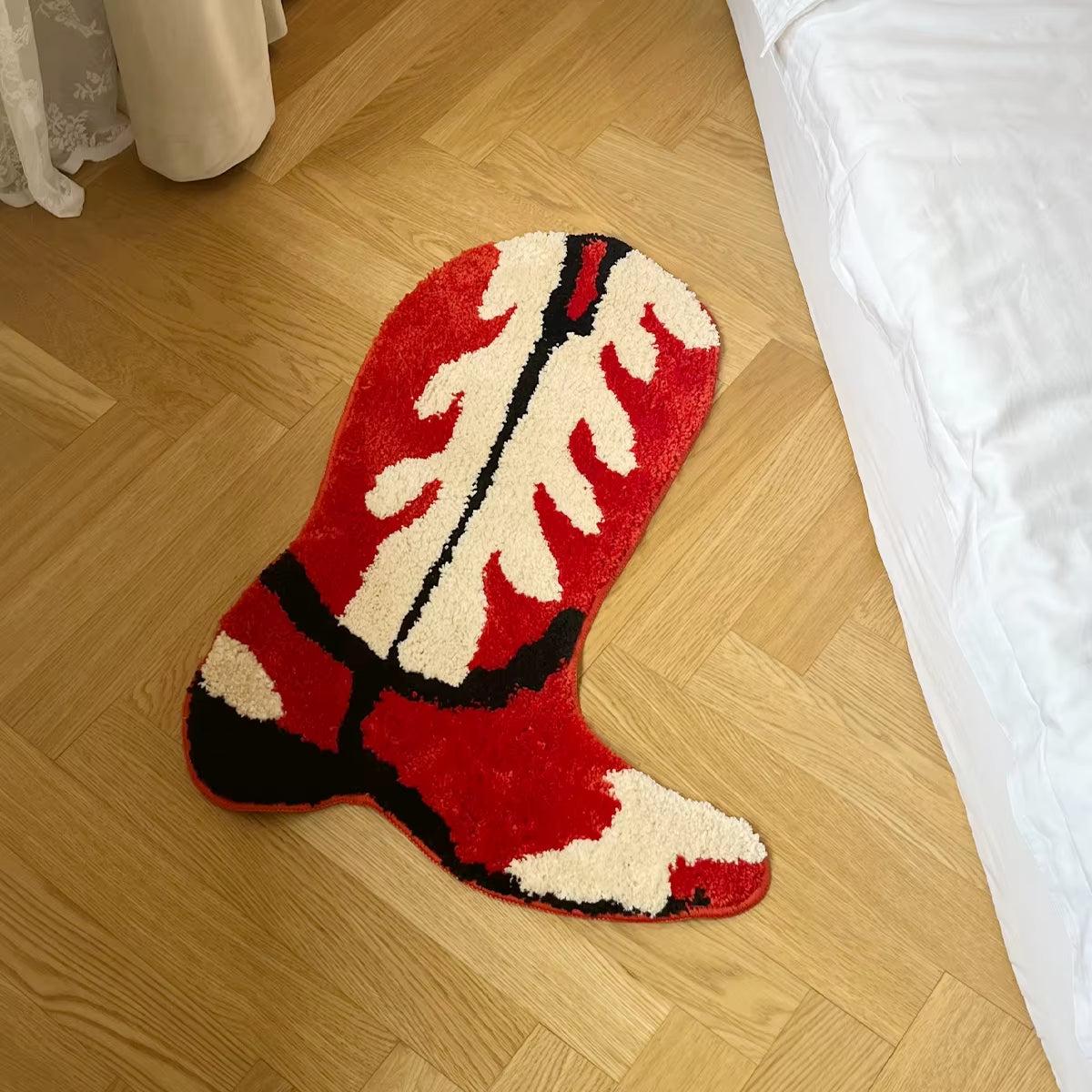 Cartoon Shoes Flocking Rug Cowboy Boots Shape Tufted Rug Home Decor Custom Housewarming Mat Non-Slip Decoration Carpet Gift