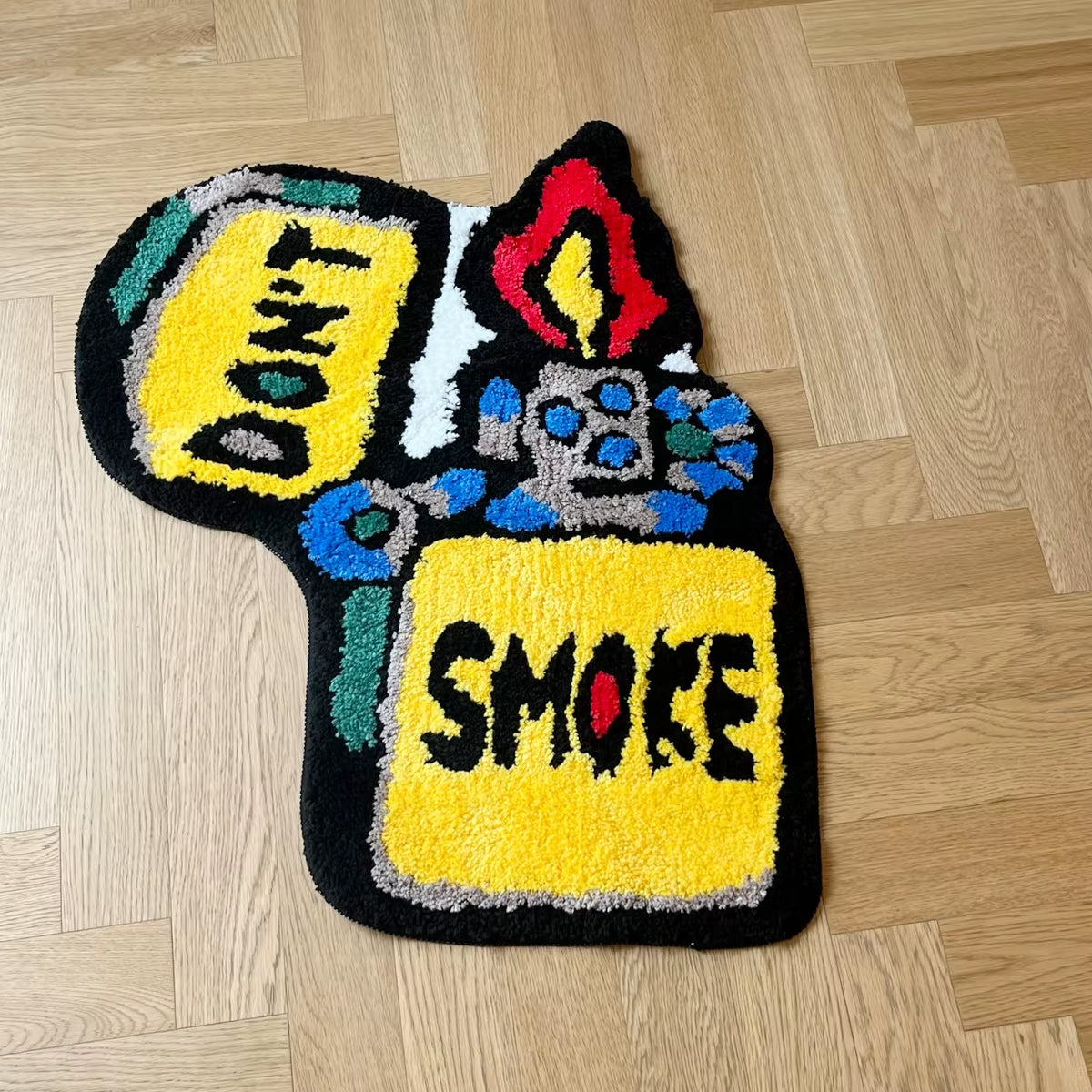 Yellow Lighter Don'T Smoke Flocking Rug Living Room Carpet Bathmat Bedside Rug Soft Bedroom Floor Pad Aesthetic Home Decor