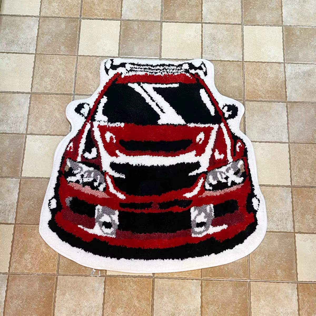 Red Enthusiast Racing Car Shaped Tufting Rug Soft Tufted An-Slip Floormat Feet Mat Carpet Entrance Doormats Absorbent