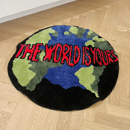 Earth round Mat Bathroom Mat Anti-Slip Soft Cushion Pad Bedside Carpet Rug Floor Bedroom Doormat Aesthetic Home Room Decor