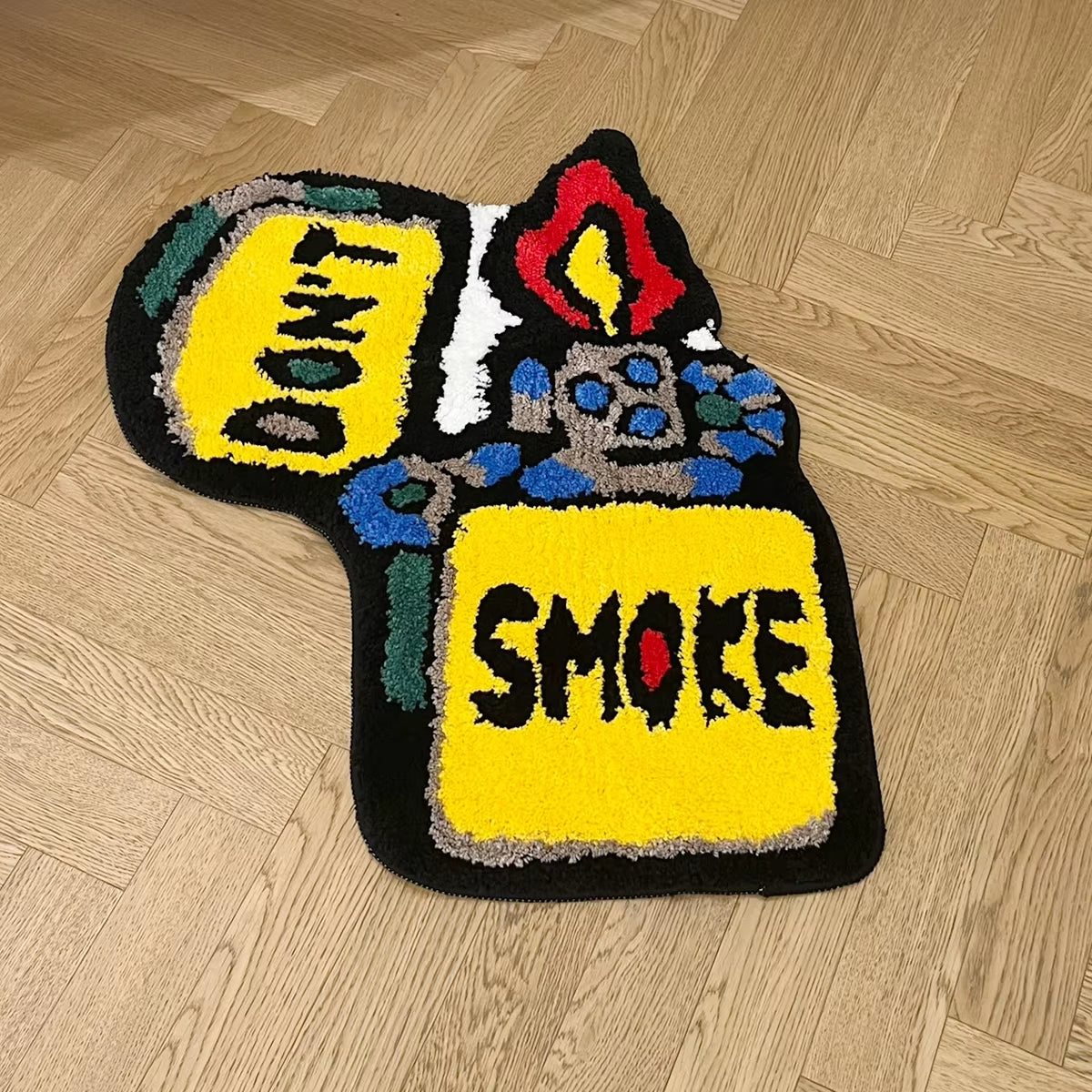 Yellow Lighter Don'T Smoke Flocking Rug Living Room Carpet Bathmat Bedside Rug Soft Bedroom Floor Pad Aesthetic Home Decor