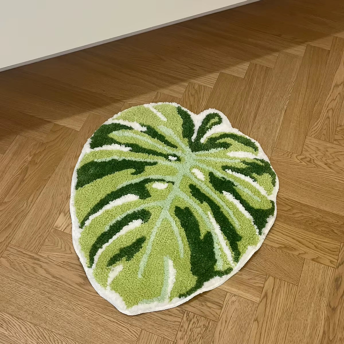 Green Leaf Monstera Tufted Rug Palm Shaped Bathroom anti Slip Pad Home Decor Mat Rugs for Bedroom Door Mat Entrance Bathroom Rug