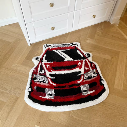 Red Enthusiast Racing Car Shaped Tufting Rug Soft Tufted An-Slip Floormat Feet Mat Carpet Entrance Doormats Absorbent