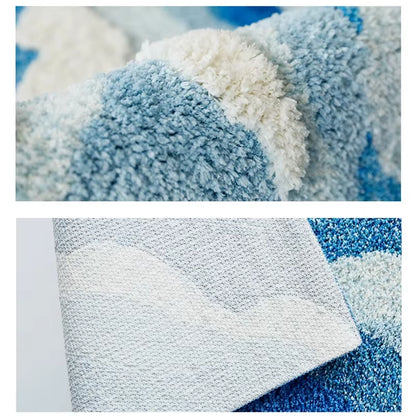 Aesthetic Tufting Ocean Rug Bedroom Decor Soft Fluffy Scenic Wave Bedside Carpet Floor Pad Mat Doormat Home Room Decor