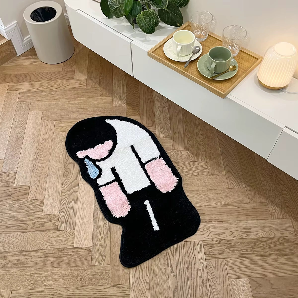 Tufting Sadness Man Rug Doormat Floor anti Slip Pad Bathroom Soft Plushy Rug Bedroom Bedside Carpet Funny Home Room Decor