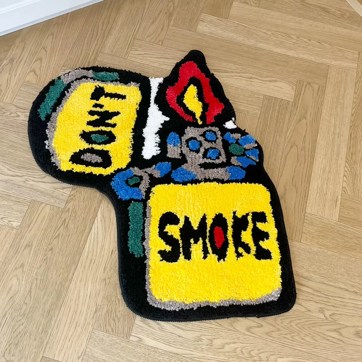 Yellow Lighter Don'T Smoke Flocking Rug Living Room Carpet Bathmat Bedside Rug Soft Bedroom Floor Pad Aesthetic Home Decor
