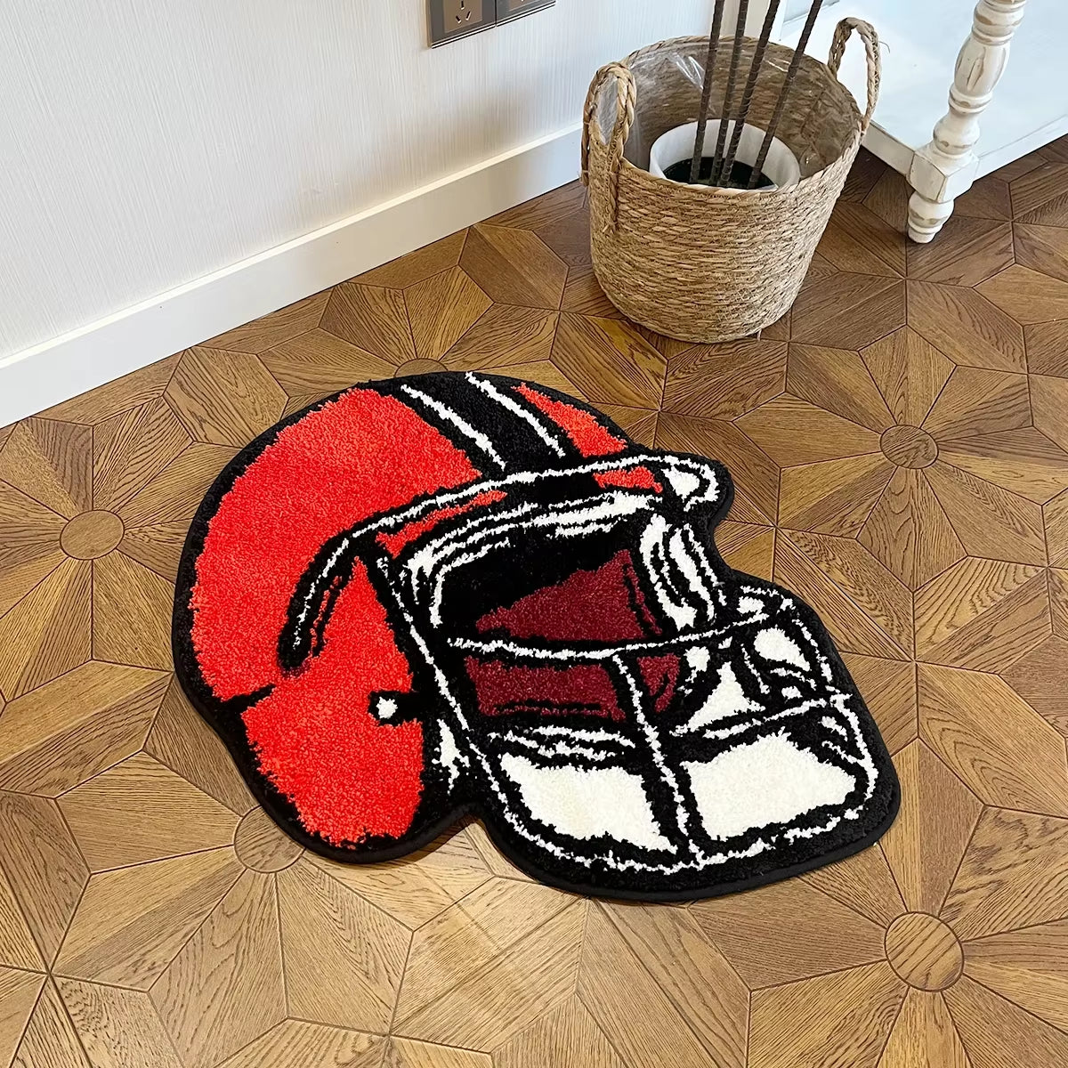 Handsome Football Helmet Tufted Rugs Bedroom Rug Soft Fluffy Bedside Carpet Floor Pad Mat Doormat Home Room Decor