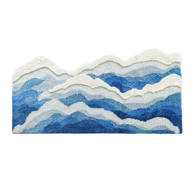 Aesthetic Tufting Ocean Rug Bedroom Decor Soft Fluffy Scenic Wave Bedside Carpet Floor Pad Mat Doormat Home Room Decor