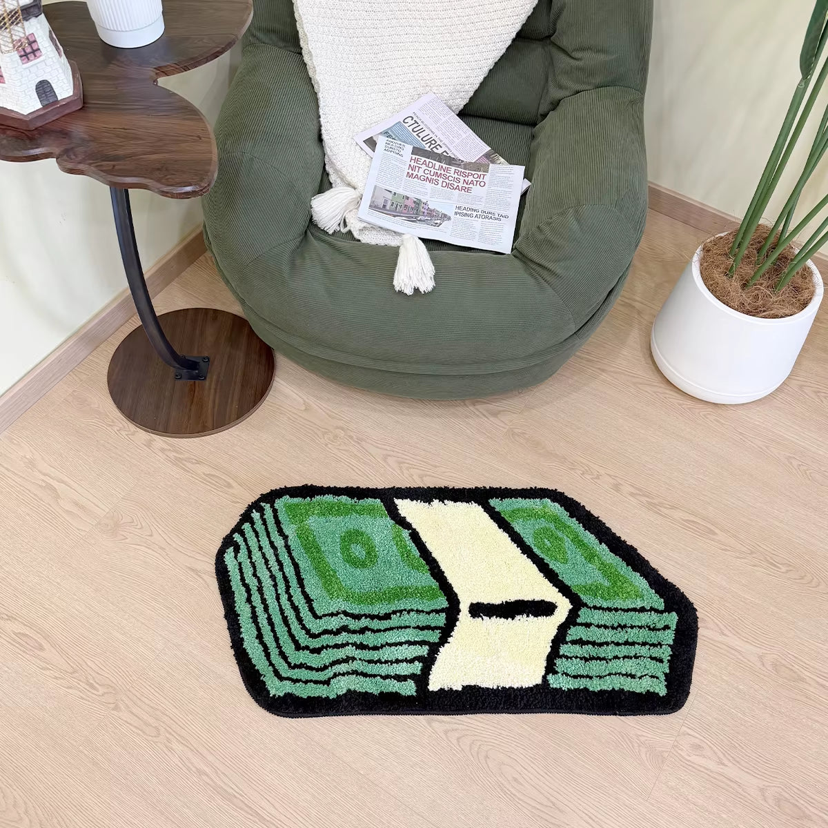 Cartoon Dollar Green Tufted Rug Bathroom Mat Bathmat Rug Carpet Entrance Doormat Floor anti Slip Foot Pad Aesthetic Home Decor