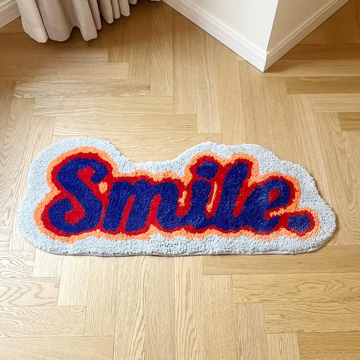 Letter Element Smile Flocking Rug Soft Plushy Clouds Mat Carpet Bathroom Floor Pad Bedroom Doormat Aesthetic Home Room Winter