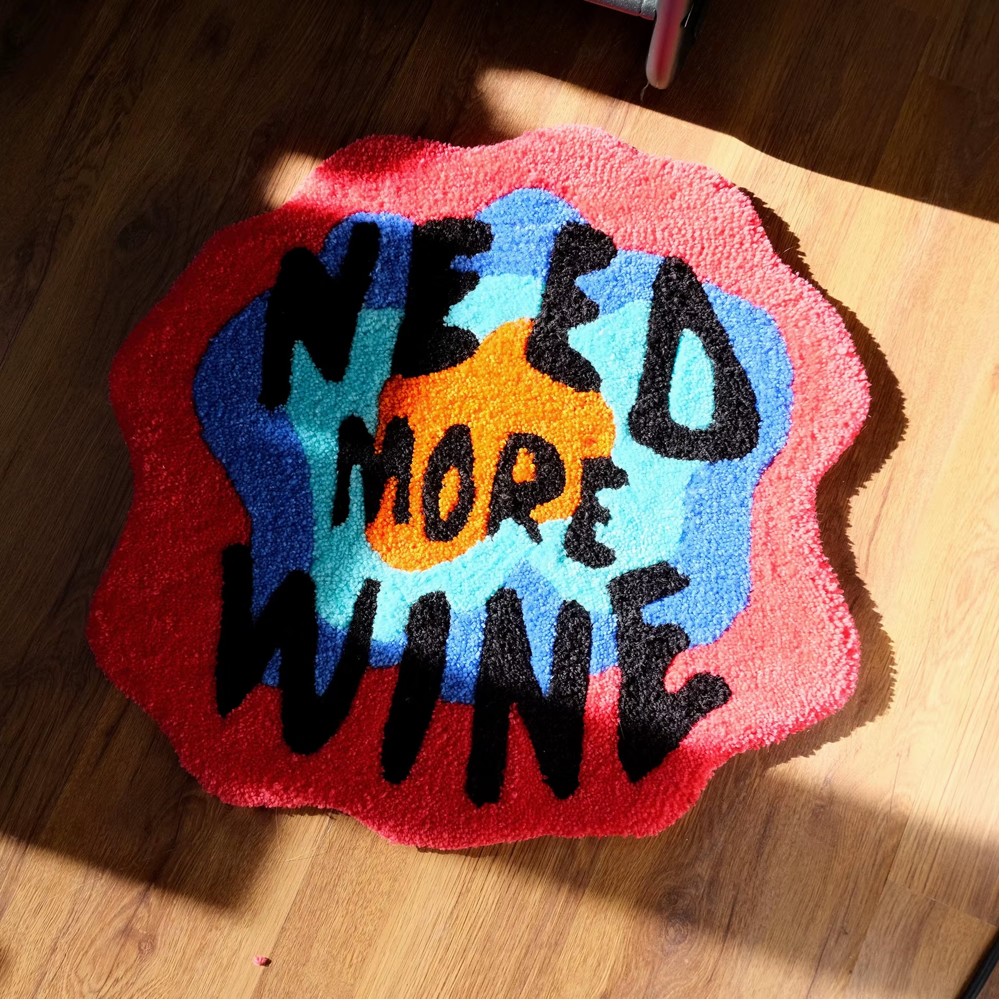 Need More Wine Tufted Rug 100% Handmade Tufted Rug Irregular Bedside Rug Soft Fluffy Colorful Bathroom Mat Bedroom Carpet