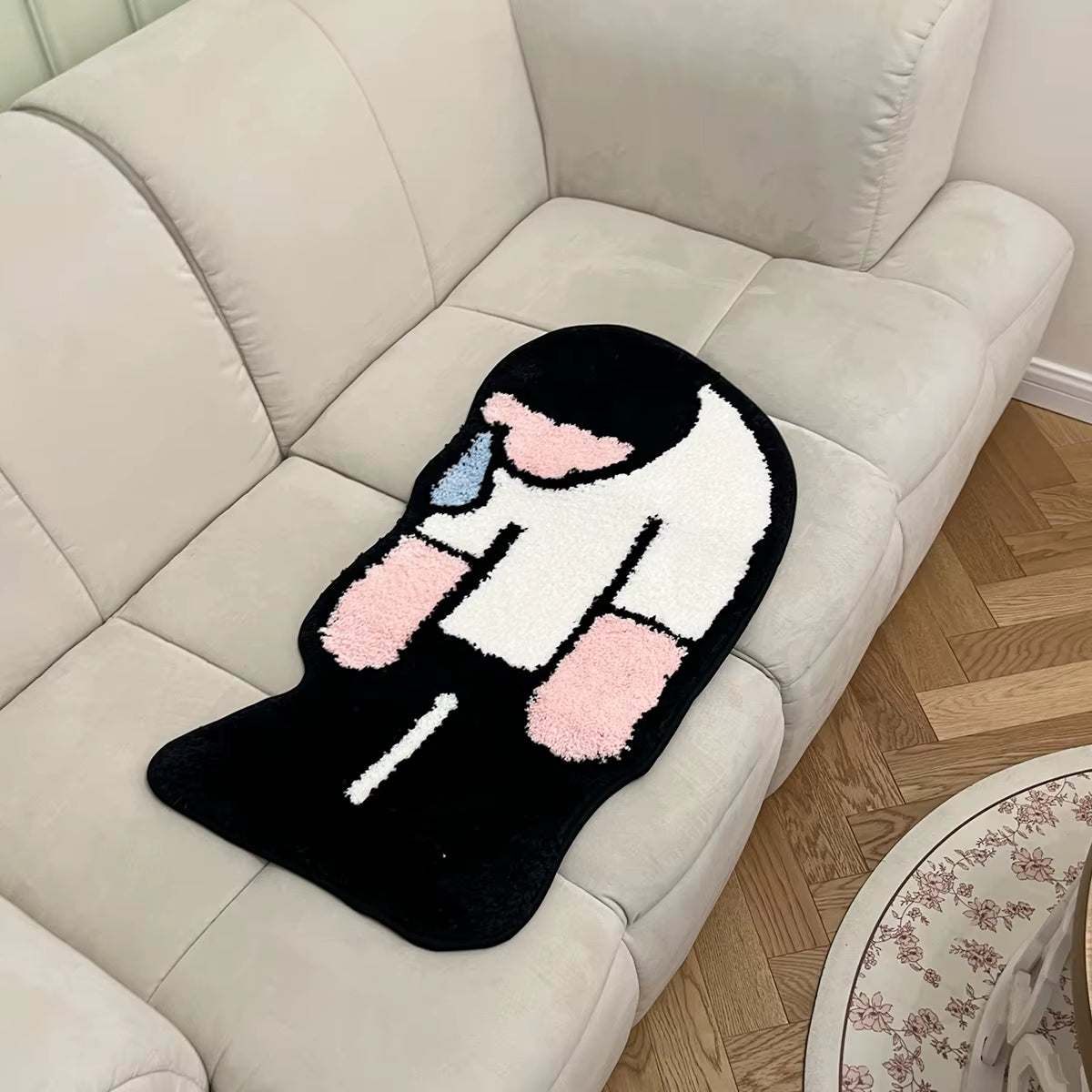 Tufting Sadness Man Rug Doormat Floor anti Slip Pad Bathroom Soft Plushy Rug Bedroom Bedside Carpet Funny Home Room Decor