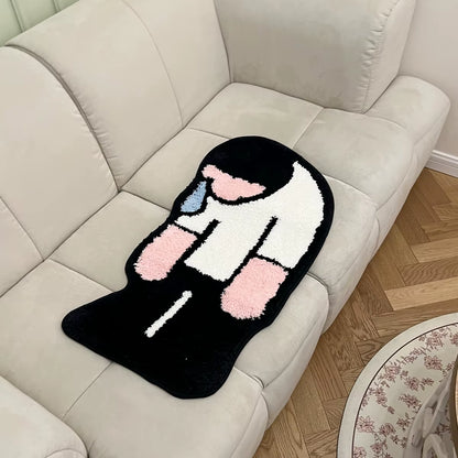 Tufting Sadness Man Rug Doormat Floor anti Slip Pad Bathroom Soft Plushy Rug Bedroom Bedside Carpet Funny Home Room Decor