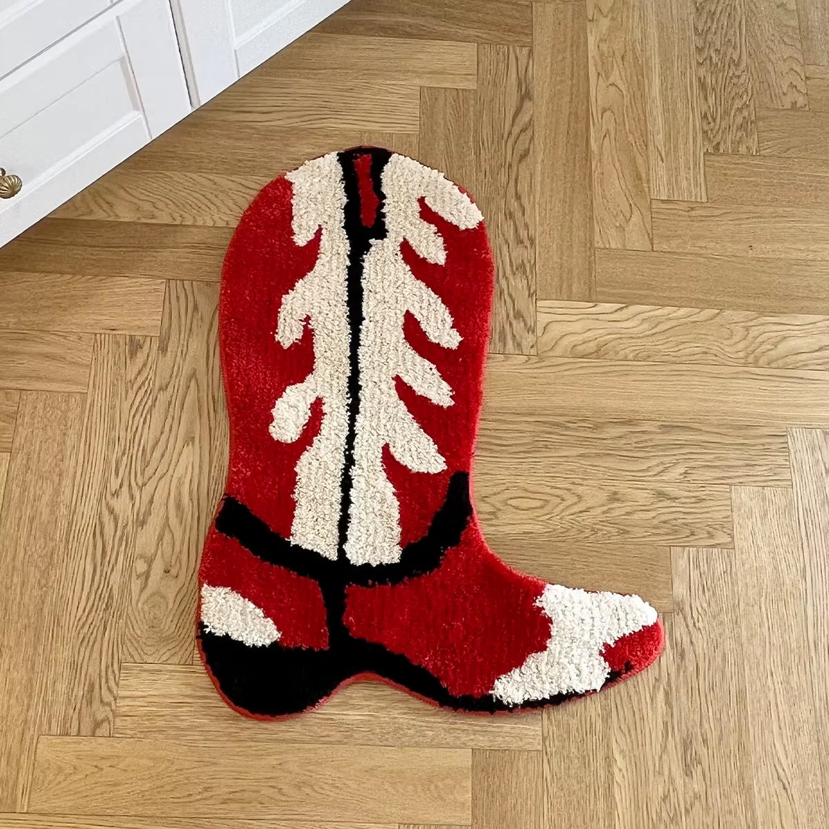 Cartoon Shoes Flocking Rug Cowboy Boots Shape Tufted Rug Home Decor Custom Housewarming Mat Non-Slip Decoration Carpet Gift