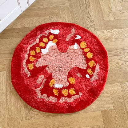 Tomato Fruit Tufted Rug Cartoon Funny Pattern Rug Living Room Indoor Entrance Floor Mat Bedroom Bedside Area Decor Rugs Soft