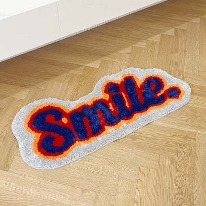 Letter Element Smile Flocking Rug Soft Plushy Clouds Mat Carpet Bathroom Floor Pad Bedroom Doormat Aesthetic Home Room Winter