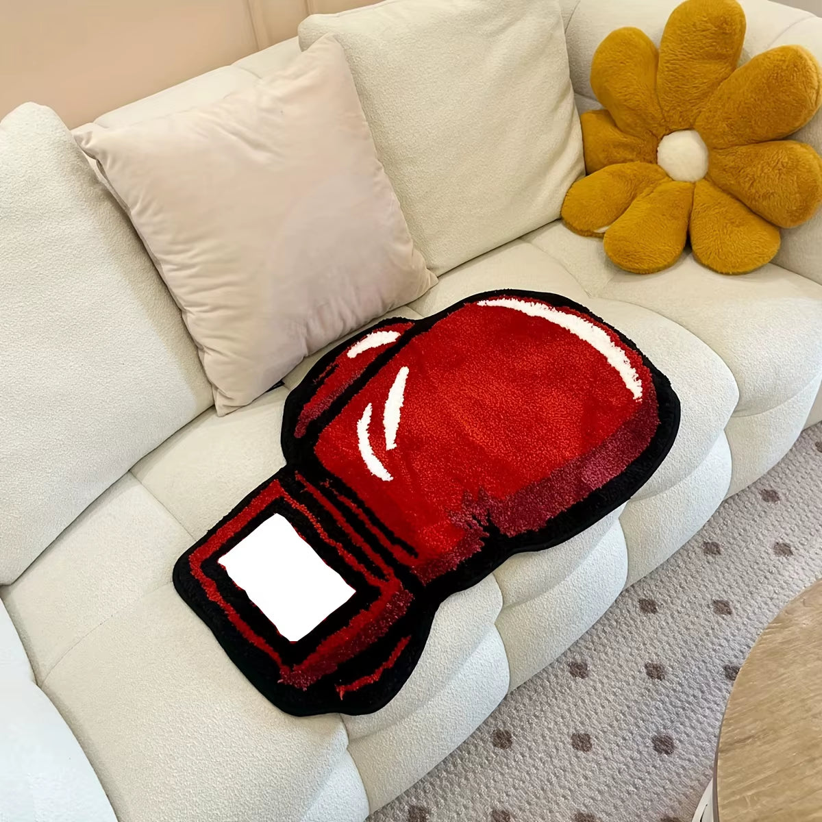 Boxing Gloves Tufted Rugs Gym Rug Indoor Home Decoration Gifts Accent round Tufting Soft Rug Perfect Gift Room Decoration