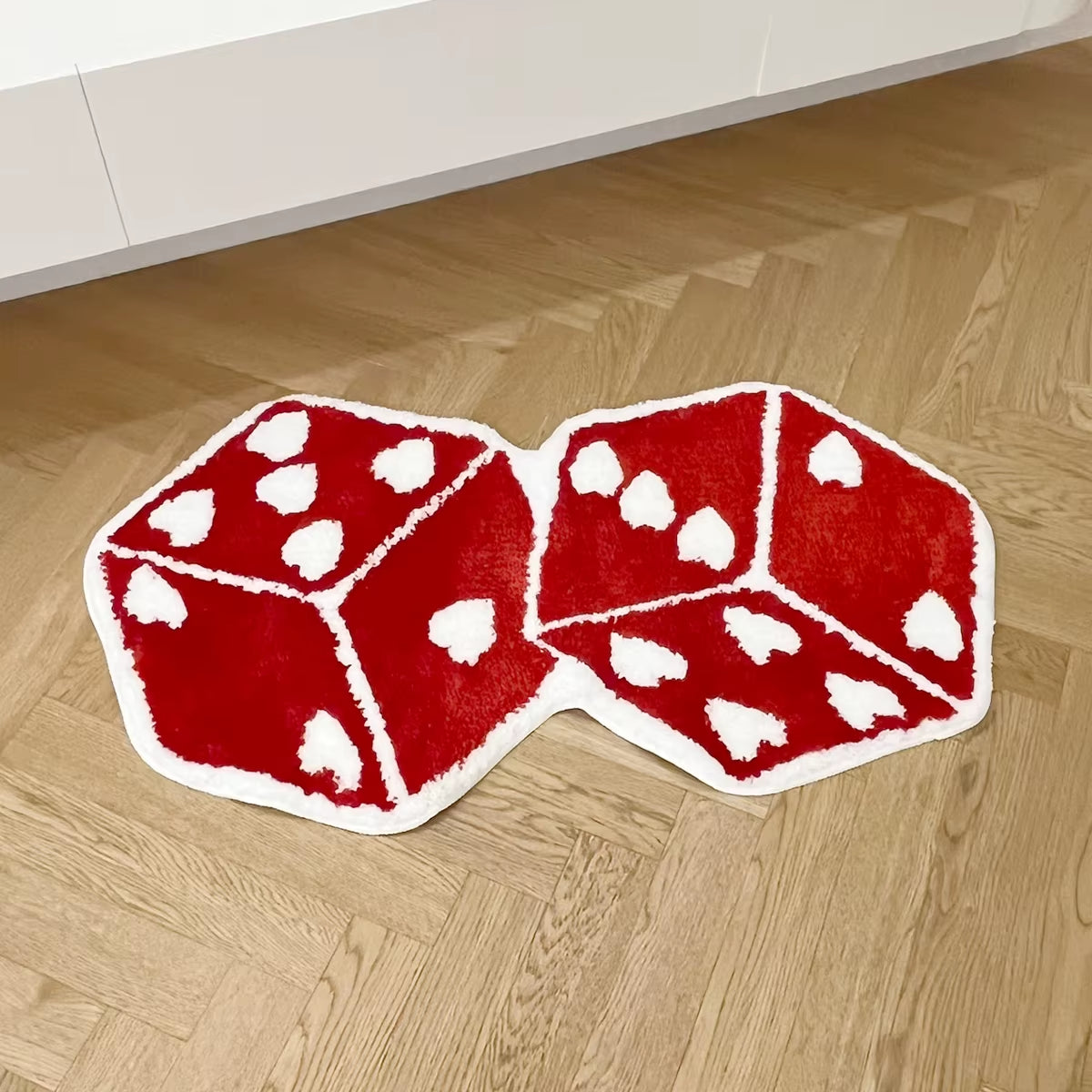 Red Dice Bedroom Tufted Rug Living Room Carpet Washable Cheerful Bedside Mat Soft Floor Pad Doormat Aesthetic Home Room Decor