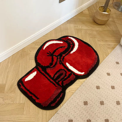Boxing Gloves Tufted Rugs Gym Rug Indoor Home Decoration Gifts Accent round Tufting Soft Rug Perfect Gift Room Decoration
