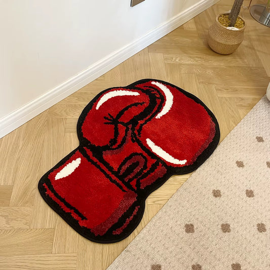 Boxing Gloves Tufted Rugs Gym Rug Indoor Home Decoration Gifts Accent round Tufting Soft Rug Perfect Gift Room Decoration