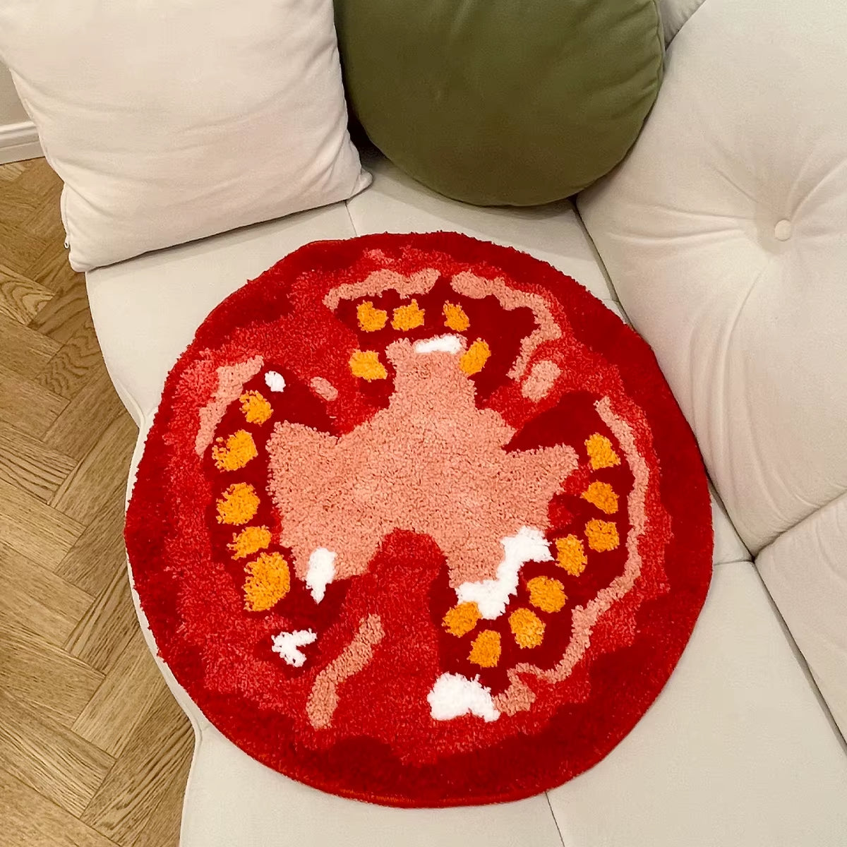 Tomato Fruit Tufted Rug Cartoon Funny Pattern Rug Living Room Indoor Entrance Floor Mat Bedroom Bedside Area Decor Rugs Soft