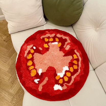 Tomato Fruit Tufted Rug Cartoon Funny Pattern Rug Living Room Indoor Entrance Floor Mat Bedroom Bedside Area Decor Rugs Soft