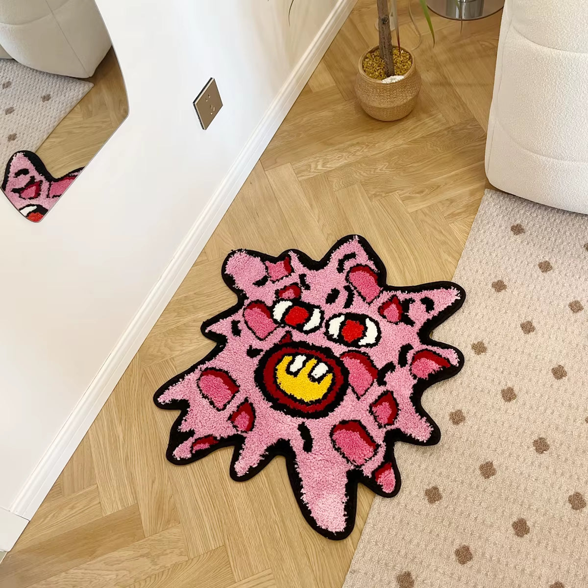 Cherry Bomb Rug Strange and Interesting Handmade Tufted Carpet Room Decor Kawaii Rug Small Rugs for Bedroom